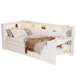 WISHDOR Lit gigogne 90x200 cm Lit déco - Blanc pas cher