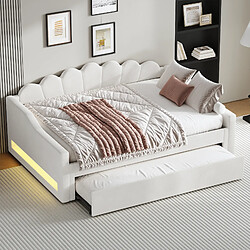 WISHDOR Lit gigogne 140x200 cm Lit coffre - Beige