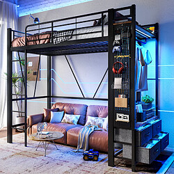 WISHDOR Lit Mezzanine 90x200 cm - Lit Déco - Noir