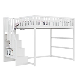 WISHDOR Lit mezzanine 140x200 cm Lit simple - Blanc pas cher