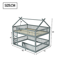 Acheter WISHDOR Lit superposé 140x200 cm - Lit cabane - Gris
