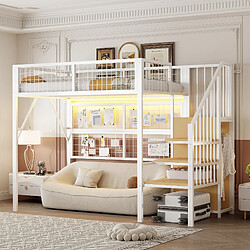 WISHDOR Lit mezzanine 90x200 cm - Lit déco - Blanc