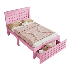 WISHDOR Lit avec rangement 90x200 cm - Lit avec tiroirs - Rose pas cher