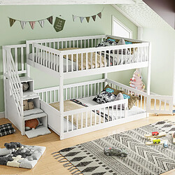 OKWISH Lit Superposé 140x200 cm - Lit Enfant - Blanc