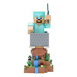 Exquisite Gaming Minecraft - Figurine Cable Guys Steve in Diamond Armour support de manette et support de téléphone 22cm