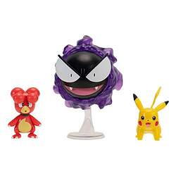 Jazwares Pokémon - Pack 3 figurines First Partner Battle Figure Set Magby, Pikachu & Fantominus