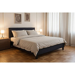 Avis Homy France Lit 2 places 160x200 cm tissu gris sommier inclus KELIA