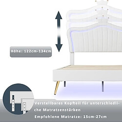 Acheter DZMDIP Lit enfant 90x200 cm 1 personne Cuir PU avec lumières LED, sommier à lattes et dossier rembourré (matelas non inclus), blanc