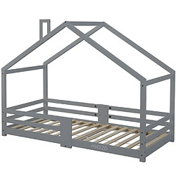 DZMDIP Lit cabane enfant 90 x 200 cm bois massif protection contre les chutes,gris