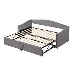 Avis DZMDIP Lit gigogne 90/180x200 cm 2 places canapé-lit extensible avec sommier à lattes, tissu velours doux pour la peau, gris