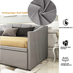 Acheter DZMDIP Lit gigogne 90/180x200 cm 2 places canapé-lit extensible avec sommier à lattes, tissu velours doux pour la peau, gris