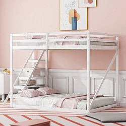 Avis DZMDIP Lit mezzanine lit enfant 140x200 avec échelle de sécurité, lit superposé en bois massif avec sommier à lattes adapté aux enfants