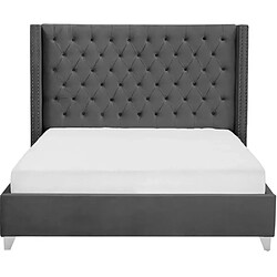 Homy France Lit double 160X200 cm PRINCESSE velours sommier inclus