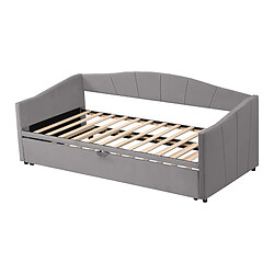DZMDIP Lit gigogne 90/180x200 cm 2 places canapé-lit extensible avec sommier à lattes, tissu velours doux pour la peau, gris pas cher