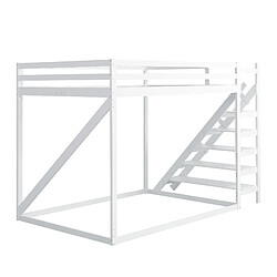 DZMDIP Lit mezzanine lit enfant 140x200 avec échelle de sécurité, lit superposé en bois massif avec sommier à lattes adapté aux enfants pas cher
