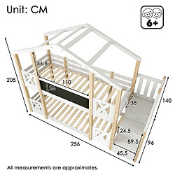 DZMDIP Lit superpose cabane 90x200cm avec rangement et protection contre les chutes lit mezzanine pour enfant 2 places sommiers à lattes