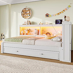 Avis OKWISH Lit Gigogne 90x200 cm Ports USB - Blanc