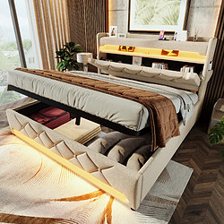 Avis Okwish Lit coffre double capitonné - Beige