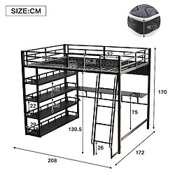 Acheter OKWISH Lit Mezzanine 140x200 cm - Lit mezzanine rangement - Noir