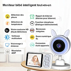 DZMDIP Babyphone Caméra avec Écran 3,5" - Vision Nocturne, Zoom 4X, Détection Température, Communication Bidirectionnelle, Veilleuse RGB