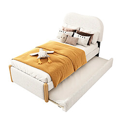 OKWISH Lit gigogne 90x200 cm Lit gain de place - Blanc pas cher