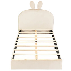 WISHDOR Lit Simple 90x200 cm - Tête de lit lapin - Beige pas cher