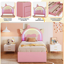 Avis WISHDOR Lit gigogne 90x200 cm Lit avec rangement - Rose