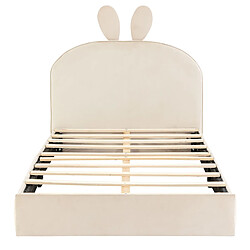 Avis WISHDOR Lit Simple 90x200 cm - Tête de lit lapin - Beige