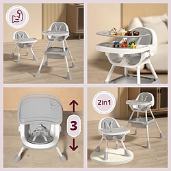 Acheter Moby System Chaise Haute Bébé Réglable 2en1 - Magnolia - Gris - Plateau Double - Coussin Similicuir