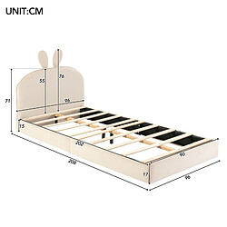 Acheter WISHDOR Lit Simple 90x200 cm - Tête de lit lapin - Beige