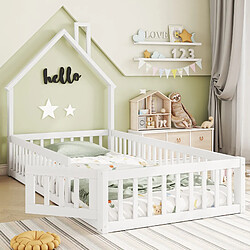 WISHDOR Lit cabane 90x200 cm Lit simple - Blanc