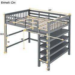 Acheter WISHDOR Lit mezzanine 140x200 cm Lit avec bureau intégré - Gris