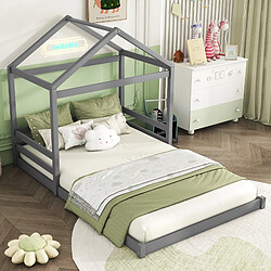 WISHDOR Lit Cabane 140x200 cm - Lit Style Maison - Gris