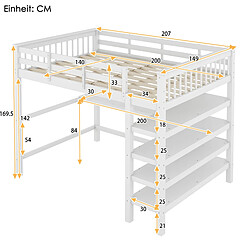 Acheter WISHDOR Lit mezzanine 140x200 cm Lit avec bureau intégré - Blanc