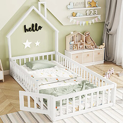 WISHDOR Lit cabane 90x200 cm Lit simple - Blanc