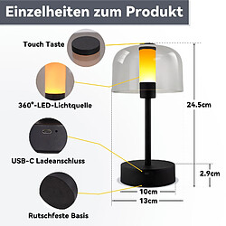 ZMH Lampe à Poser De Chevet LED à Piles Noire Intensité Variable Sans Fil Rechargeable Par USB-c