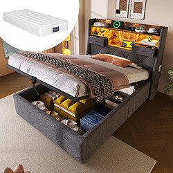 OKWISH Lit coffre simple 90x200 cm - Sommier inclus - Gris