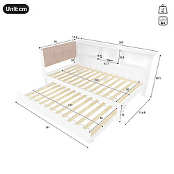 Acheter OKWISH Lit gigogne 90x200 cm - Lit escamotable - Blanc