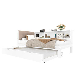 OKWISH Lit gigogne 90x200 cm - Lit escamotable - Blanc pas cher
