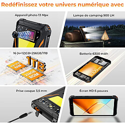 OUKITEL G5 Smartphone Incassable Android 14 - 6" - 16(4+12)+256GO 6300mAh 13MP - GPS