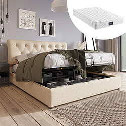 OKWISH Lit coffre 160x200 cm lattes en bois - Lit adulte - Naturel