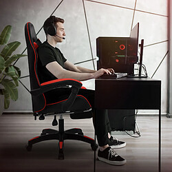 Acheter ML-Design Chaise gaming noir rouge PU avec repose-pieds dossier inclinable rotation à 360°