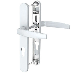 Paire de poignées étroite béquille blanc 233 mm Ensemble pour porte d entrée Bricard Emetal