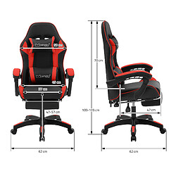 Avis ML-Design Chaise gaming noir rouge PU avec repose-pieds dossier inclinable rotation à 360°