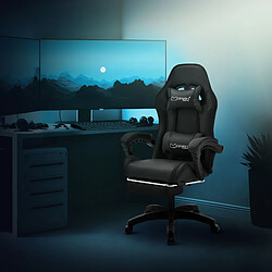 ML-Design Chaise de gaming noir en PU avec repose-pieds dossier inclinable rotation 360° pas cher