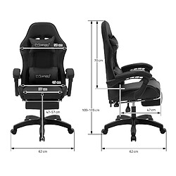Avis ML-Design Chaise de gaming noir en PU avec repose-pieds dossier inclinable rotation 360°