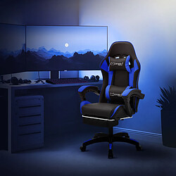 ML-Design Chaise gaming noir bleu PU avec repose-pieds dossier inclinable rotation à 360° pas cher