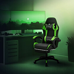 ML-Design Chaise gaming noir vert PU avec repose-pieds dossier inclinable rotation à 360° pas cher