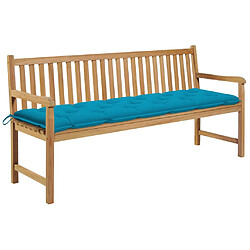 vidaXL Banc de jardin avec coussin bleu clair 175 cm Teck massif
