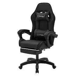 ML-Design Chaise de gaming noir en PU avec repose-pieds dossier inclinable rotation 360°